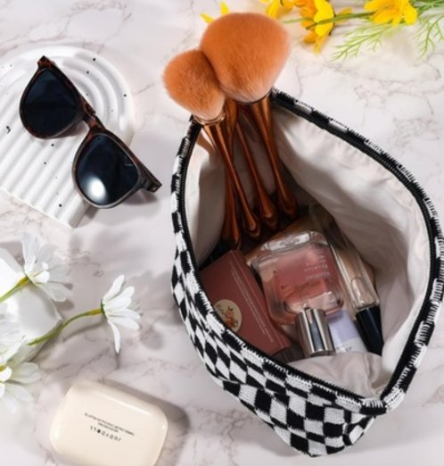 Checkered Cosmetic Bag - Arrowhead Boutique