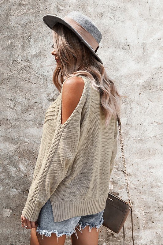 Cold Shoulder Sweater - Arrowhead Boutique