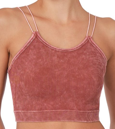 Washed Ribbed Double Strap Brami - Arrowhead Boutique