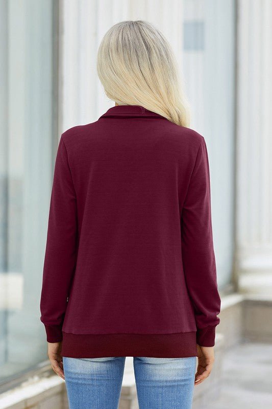 Zipper Long Sleeve Sweater Jacket - Arrowhead Boutique