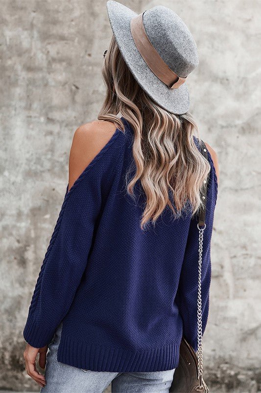 Cold Shoulder Sweater - Arrowhead Boutique