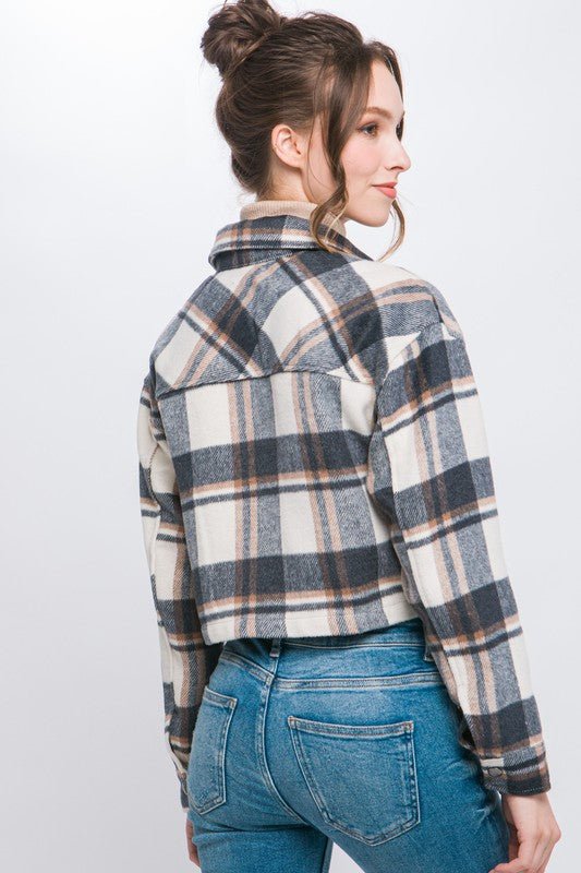 Cropped Plaid Shacket - Arrowhead Boutique