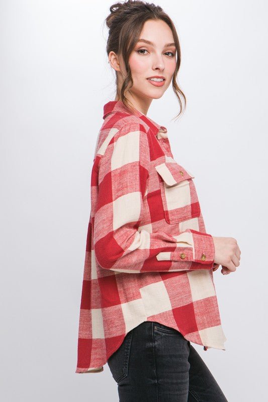 Red Plaid Button Down - Arrowhead Boutique