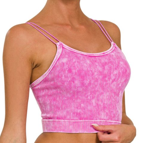 Washed Ribbed Double Strap Brami - Arrowhead Boutique