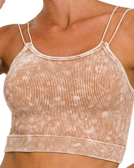 Washed Ribbed Double Strap Brami - Arrowhead Boutique