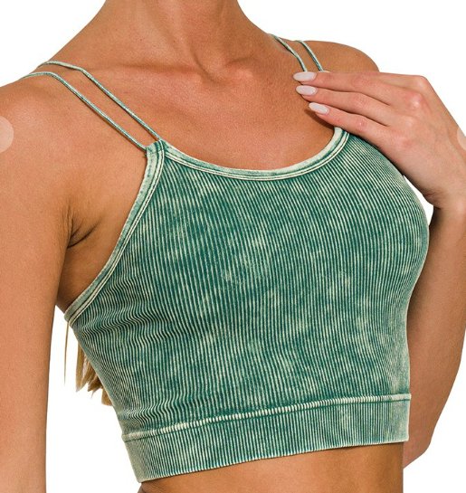 Washed Ribbed Double Strap Brami - Arrowhead Boutique