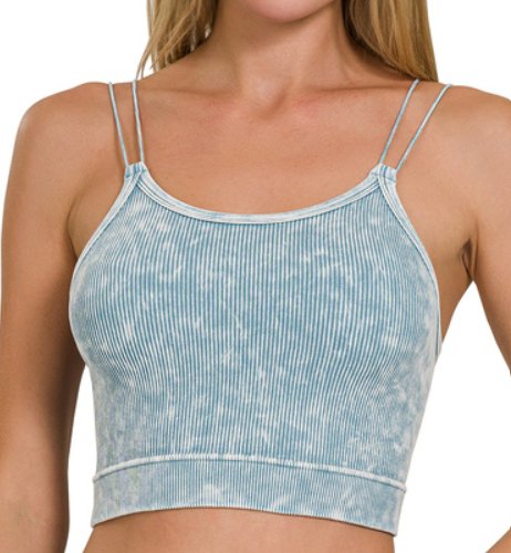 Washed Ribbed Double Strap Brami - Arrowhead Boutique